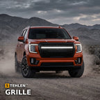 2021-2024 GMC Yukon & Yukon XL Badgeless Front Grille w/ Sequential LED Light Bar — Glossy Black — installed