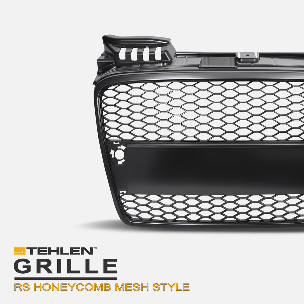 2006-2008 Audi A4 RS Style Front Grille w/ Emblem - Matte Black