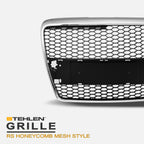 2005-2007 Audi A6 RS Style Honeycomb Mesh Front Grille - Chrome/Black