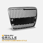 2005-2007 Audi A6 RS Style Honeycomb Mesh Front Grille - Chrome/Black
