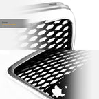 2005-2007 Audi A6 RS Style Honeycomb Mesh Front Grille - Chrome/Black