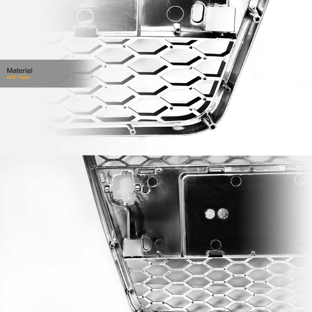 2005-2007 Audi A6 RS Style Honeycomb Mesh Front Grille - Chrome/Black