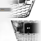 2005-2007 Audi A6 RS Style Honeycomb Mesh Front Grille - Chrome/Black