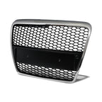 2005-2007 Audi A6 RS Style Honeycomb Mesh Front Grille - Chrome/Black