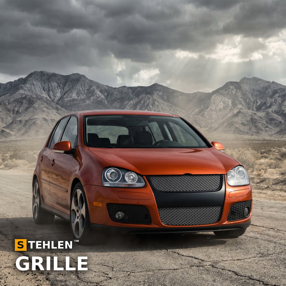 2006-2009 Volkswagen Rabbit ABS Front Grille w/ Aluminum Mesh — Matte Black — installed