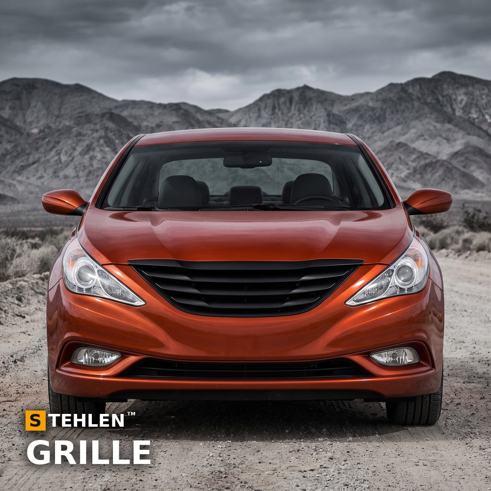 2010-2013 Hyundai Sonata Horizontal Front Grille — Matte Black — installed