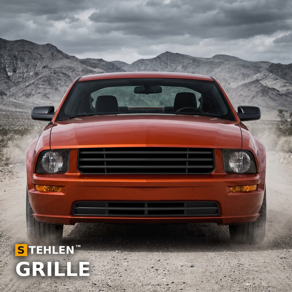 2005-2009 Ford Mustang V6 Horizontal Lower Front Grille — Matte Black — installed