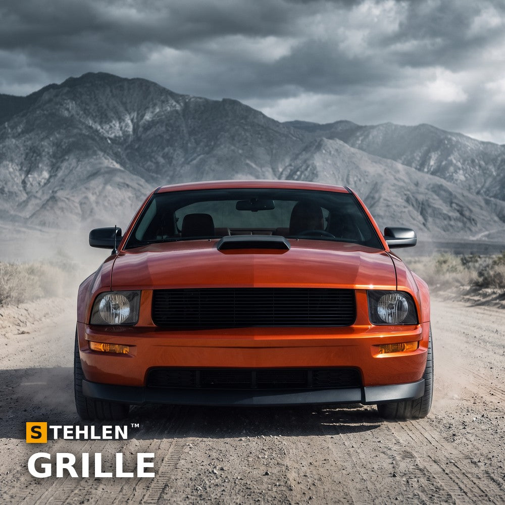 2005-2009 Ford Mustang V6 Horizontal Front Grille — Black — installed