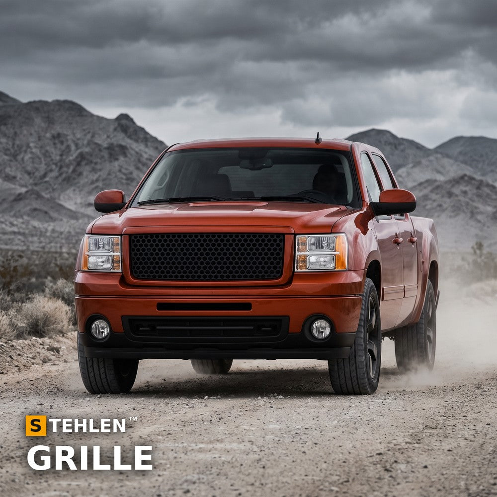 2007-2013 GMC Sierra 1500 & Sierra Denali Round Hole Mesh Front Grille — Black — installed
