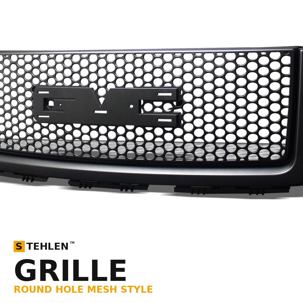 2007-2013 GMC Sierra 1500 & Sierra Denali Round Hole Mesh Front Grille — Black