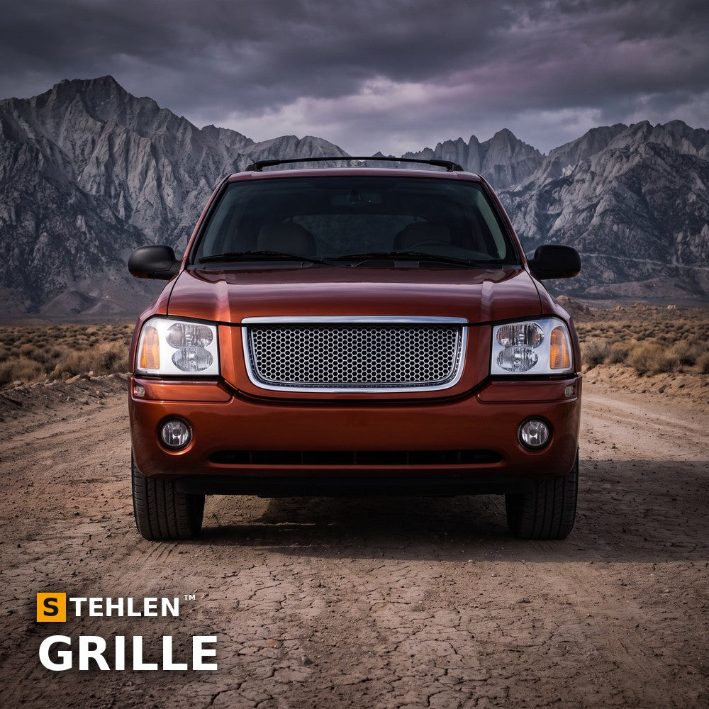 2002-2008 GMC Envoy Honeycomb Mesh Front Grille — Chrome — installed