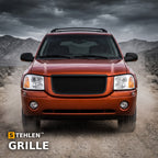 2002-2008 GMC Envoy Honeycomb Mesh Front Grille — Matte Black — installed