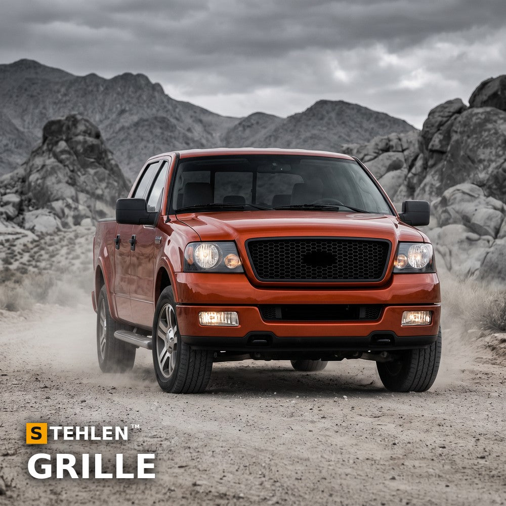 2004-2008 Ford F-150 Honeycomb Mesh Front Grille — Matte Black — installed