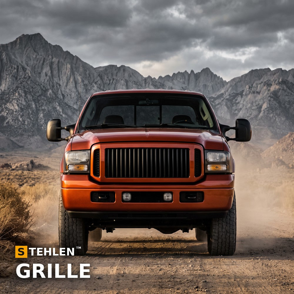 2005-2007 Ford F-250/F-350 Super Duty & 2005 Excursion Vertical Front Grille — Black — installed