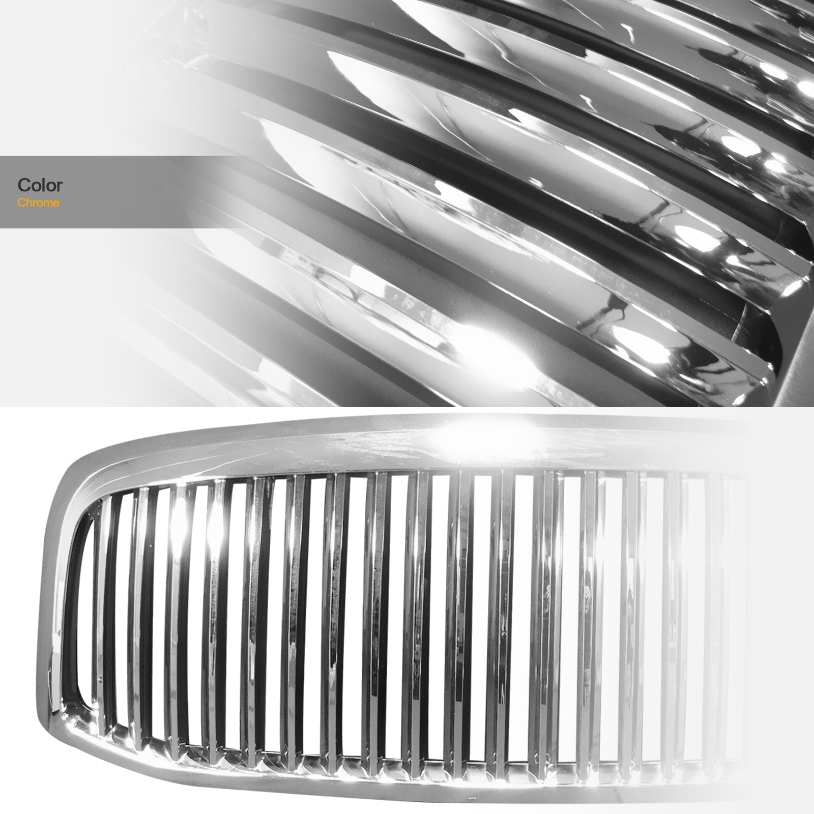 2006-2009 Dodge Ram 1500 2500 3500 Front Grille - Chrome