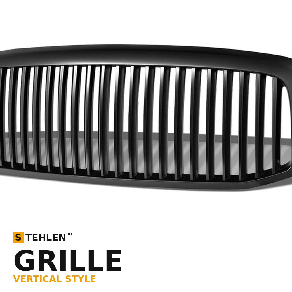 2006-2008 Dodge Ram 1500/2500/3500 Vertical Front Grille — Matte Black