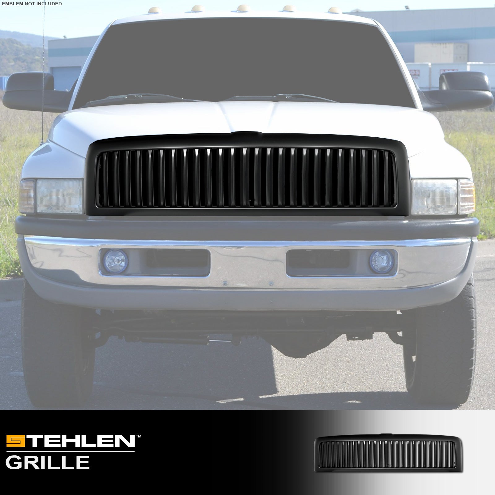 1994-2002 Dodge Ram 1500 2500 3500 Vertical Front Grille Matte Black
