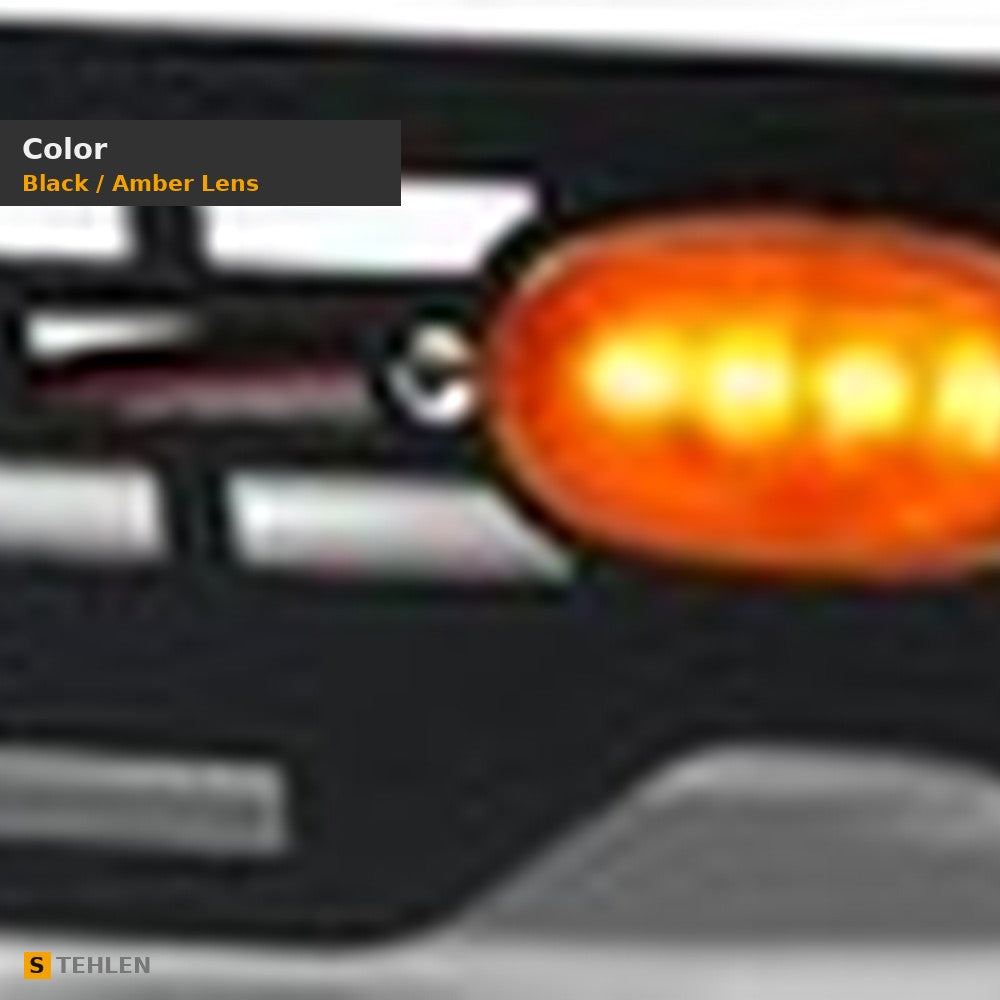 2014-2021 Toyota Tundra Hood Bulge Grille Insert w/ Amber LED Lights — Black — detail