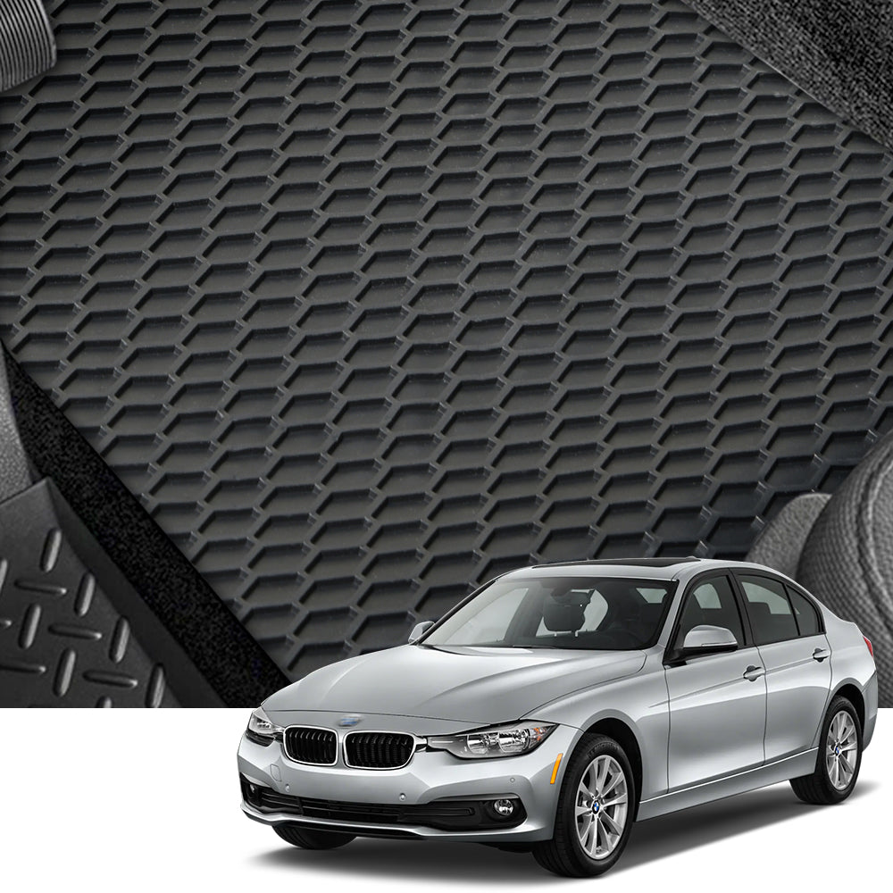 2012-2019 BMW 3 Series F30 All Weather Rubber Floor Mats 4PC - Black