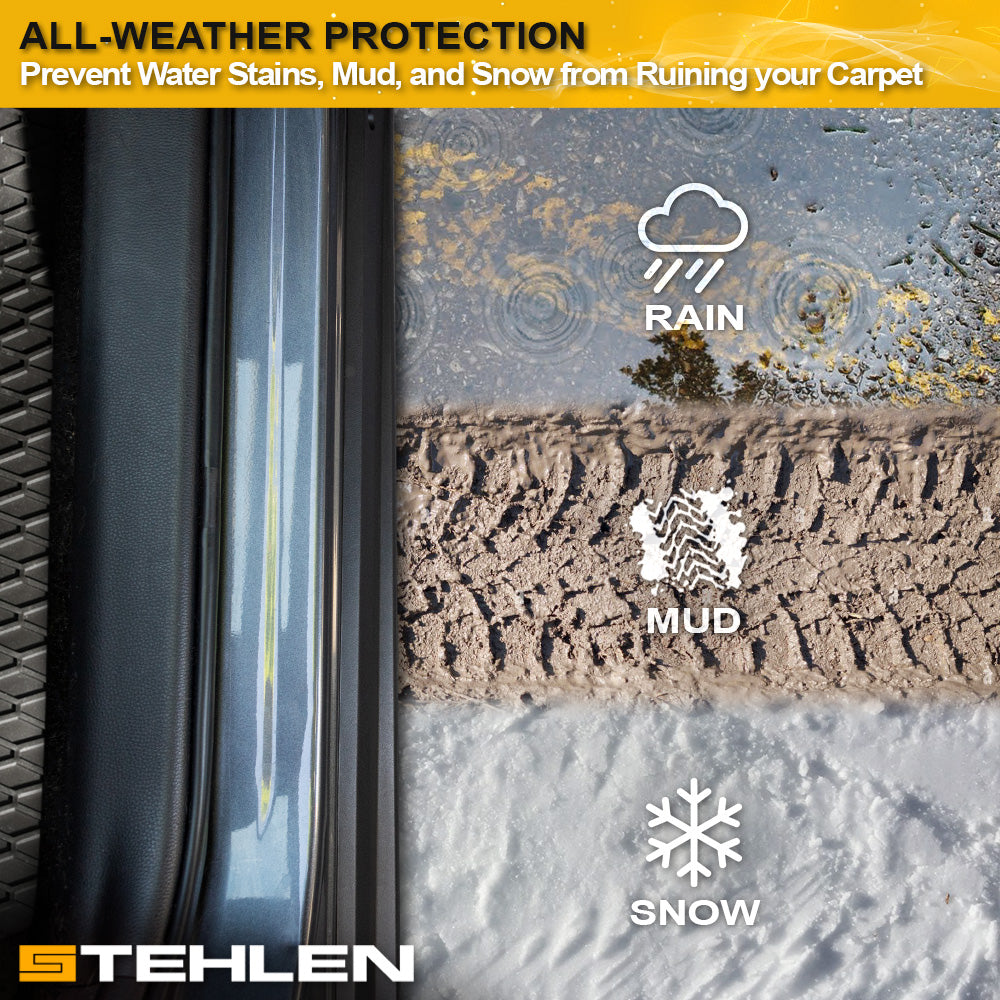 2019-2024 Audi Q8 All Weather Rubber Floor Mats 3PC - Hex Style