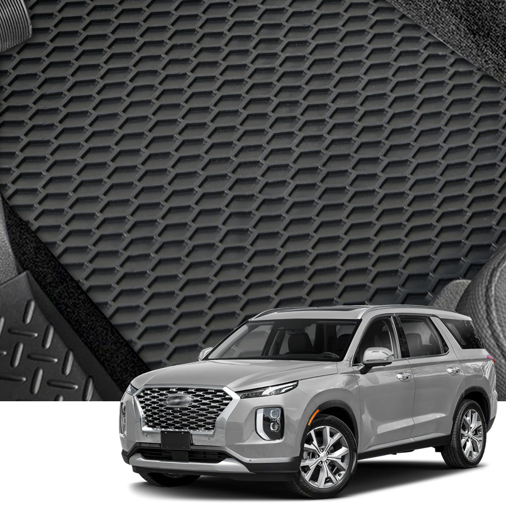 2020-2023 Hyundai Palisade All Weather Rubber Floor Mats 3PC - Black