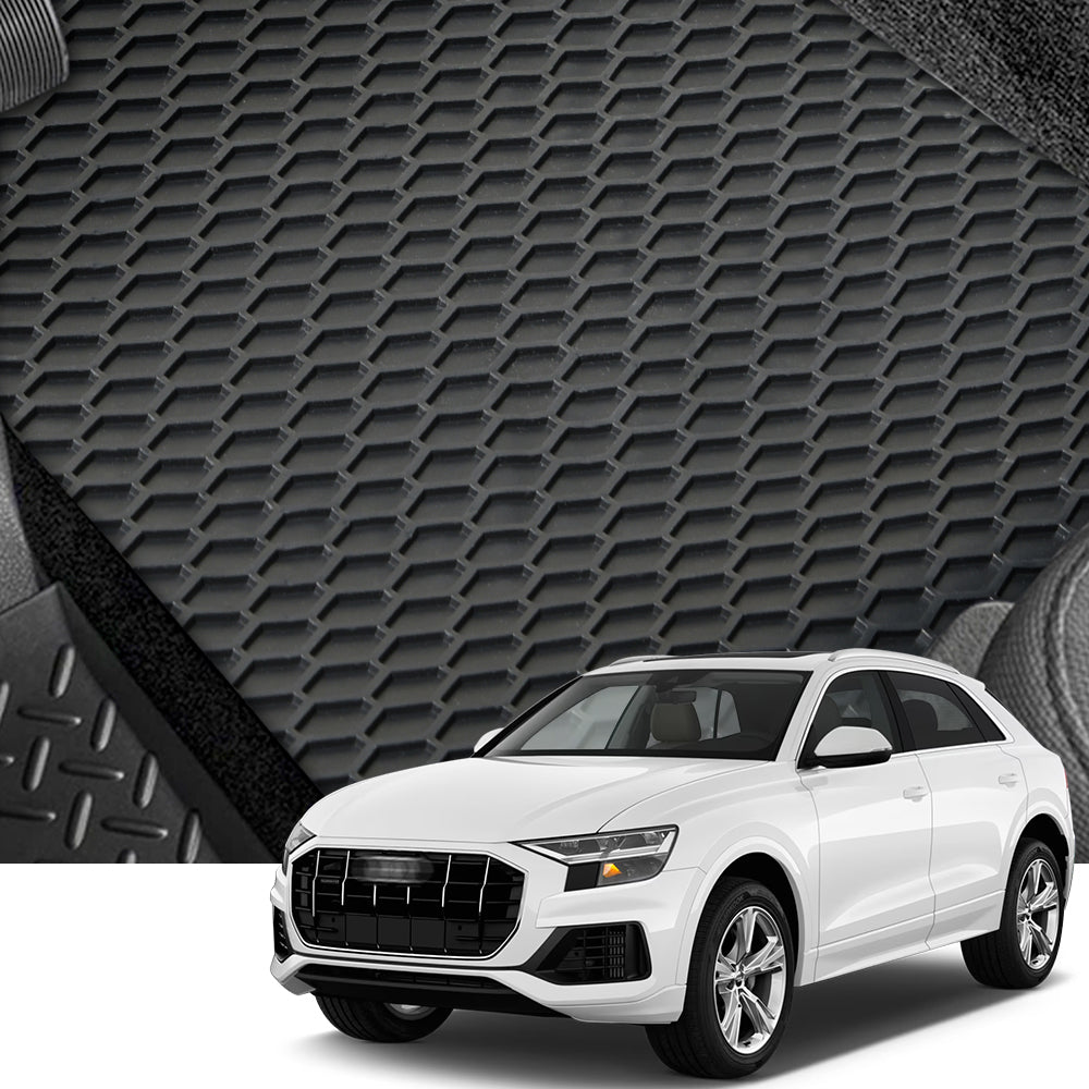 2019-2024 Audi Q8 All Weather Rubber Floor Mats 3PC - Hex Style