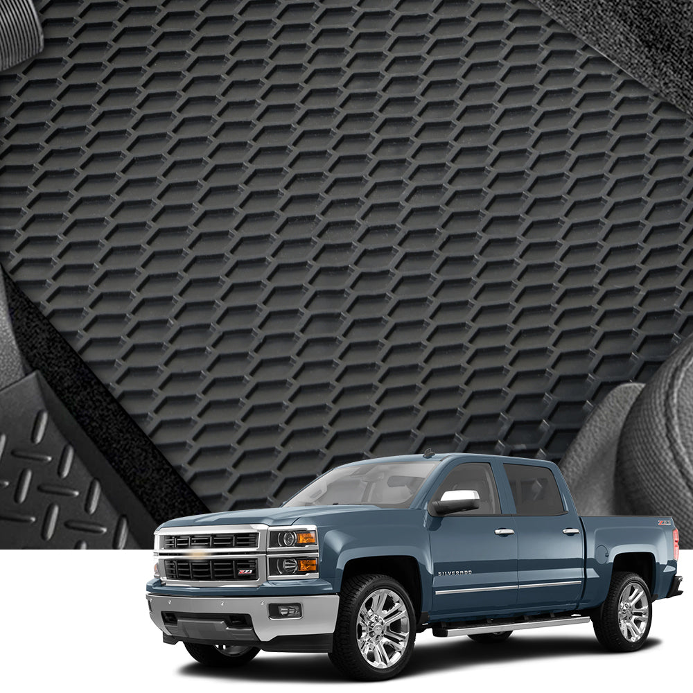 2014-2019 Silverado/Sierra Crew Cab Floor Mats 4PC Black Rubber