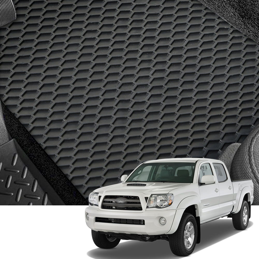 2005-2011 Toyota Tacoma Double Cab Rubber Floor Mats 3PC - Black