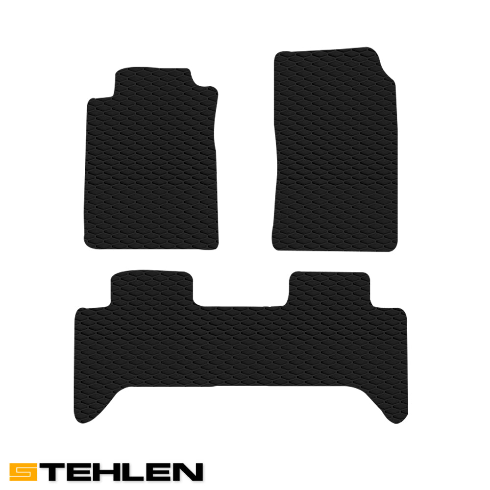 2005-2011 Toyota Tacoma Double Cab Rubber Floor Mats 3PC - Black