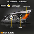 03-07 Honda Accord LED Crystal Headlights Black w/ Amber