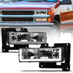 1988-2000 Chevrolet C/K Pickup Crystal Headlights w/ LED Bar - Chrome