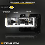 1988-2000 Chevrolet C/K Pickup Crystal Headlights w/ LED Bar - Chrome