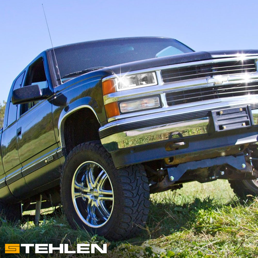 1988-2000 Chevrolet C/K Pickup Crystal Headlights w/ LED Bar - Chrome