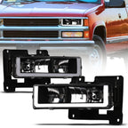 1988-2000 Chevrolet C/K Pickup Crystal Headlights w/LED Bar - Black