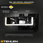 1988-2000 Chevrolet C/K Pickup Crystal Headlights w/LED Bar - Black