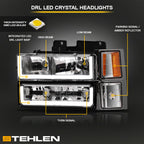 1994-2000 Chevrolet C/K Pickup Crystal Headlights LED 8pc Set - Chrome