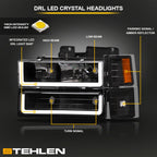 1994-2000 Chevrolet C/K Pickup Crystal Headlights LED 8pc Set - Black