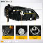 2001-2003 Honda Civic Crystal Headlights Sequential LED Bar - Black