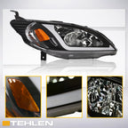 04-05 Honda Civic Crystal Headlights w/ LED Light Bar - Black