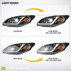 04-05 Honda Civic Crystal Headlights w/ LED Light Bar - Black