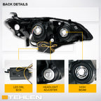 04-05 Honda Civic Crystal Headlights Sequential LED Bar - Black