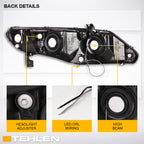 06-11 Honda Civic 4DR Crystal Headlights LED Light Bar Black - JDMA