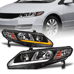 06-11 Honda Civic 4DR Sequential LED Crystal Headlights - Black