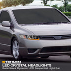06-11 Honda Civic 4DR Sequential LED Crystal Headlights - Black
