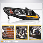 06-11 Honda Civic 4DR Sequential LED Crystal Headlights - Black