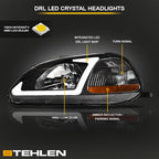 96-98 Honda Civic Crystal Headlights w/ LED Light Bar - Black