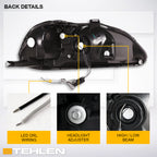 96-98 Honda Civic Crystal Headlights w/ LED Light Bar - Black
