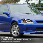 99-00 Honda Civic Crystal Headlights w/ LED Light Bar - Black