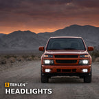 2004-2012 Chevrolet Colorado & GMC Canyon Crystal Headlights 4pc Set w/ Sequential LED Bar — Black — installed