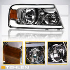 04-08 Ford F-150 Crystal LED Headlights w/ Amber Light Bar - Chrome